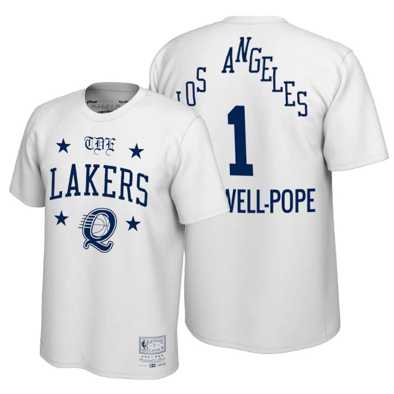 Men's Los Angeles Lakers Kentavious Caldwell-Pope #1 NBA ScHoolboy Q Limited Edition REMIX White Basketball T-Shirt AJM7083PA